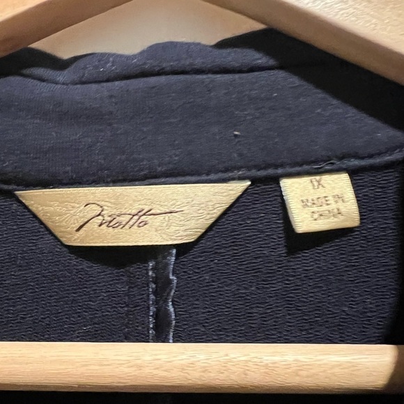 Motto Jersey 3 Button Peplum Jacket  Coat Navy Blue Cotton Blend Plus Size 1X - Picture 3 of 4